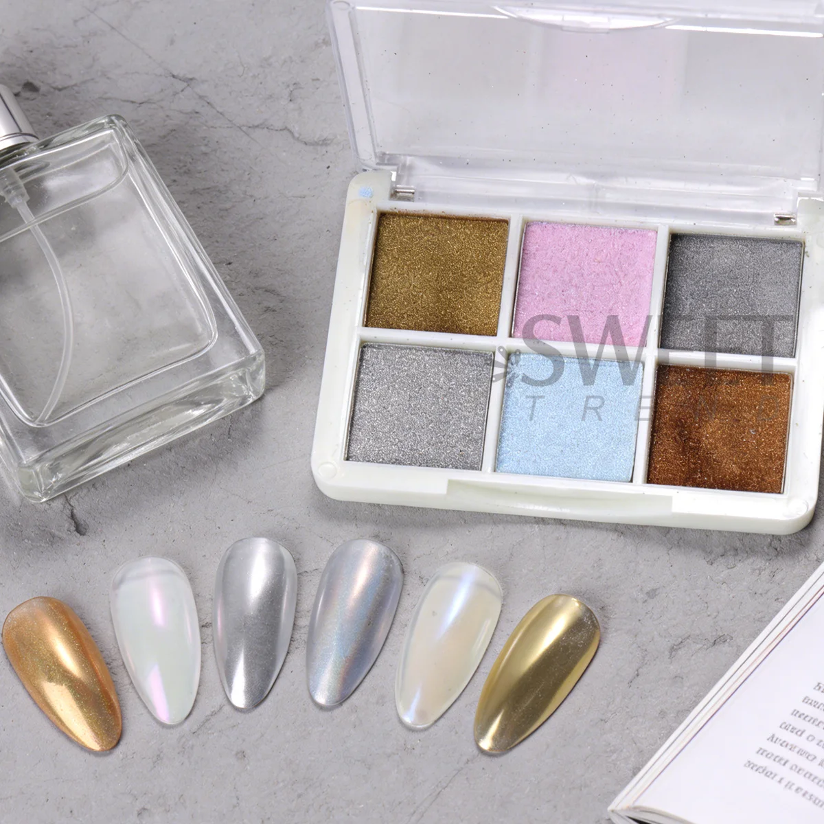 6 Colors Magic Mirror Solid Nail Powder Pigment Metallic Gold Silver Rubbing Dust Mermaid Aurora Elegant Flash Manicure Glitter