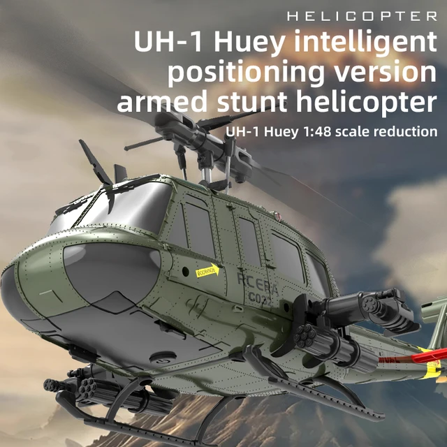 C032 UH-1 brushless RTF RC Helicopter 6-axis Gyroscope One Click 3D Flip Optical flow positioning UH1 helicopter model Hobby Toy 3