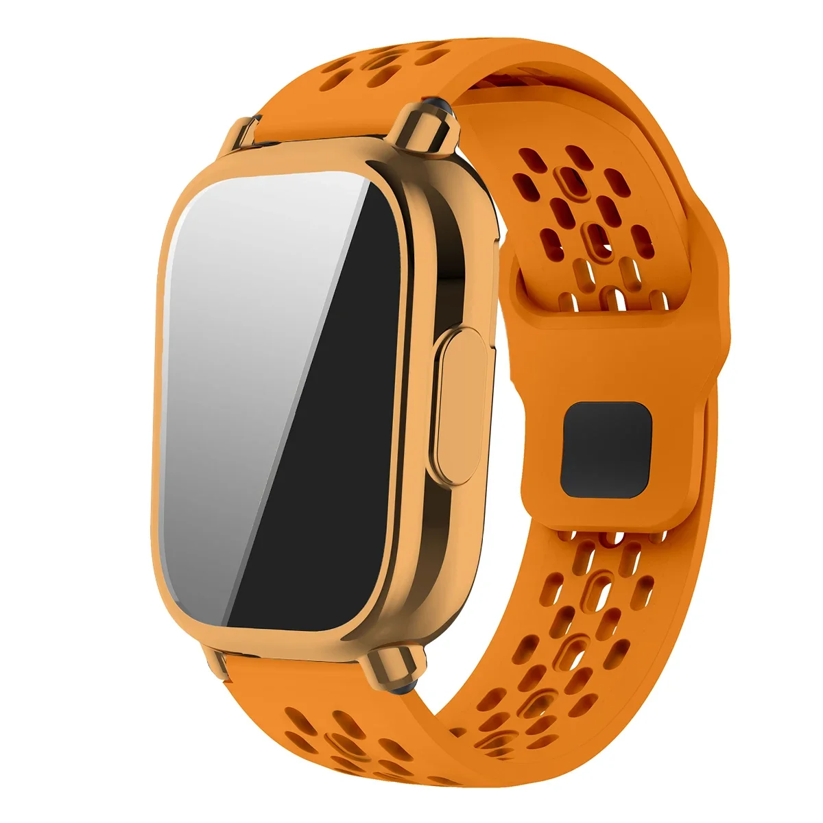 Silicone Strap and TPU Soft Shell Case with Full Cover Screen Protector for Smartwatch - Breathable Sport Band Design