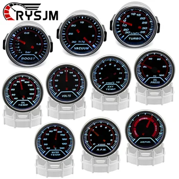 52mm Universal Racing Gauge 12V LED Smoke Len -1~0~2 BAR Turbo Boost Gauge Meter Water Temperature Oil Pressure Gauge For 12V 1