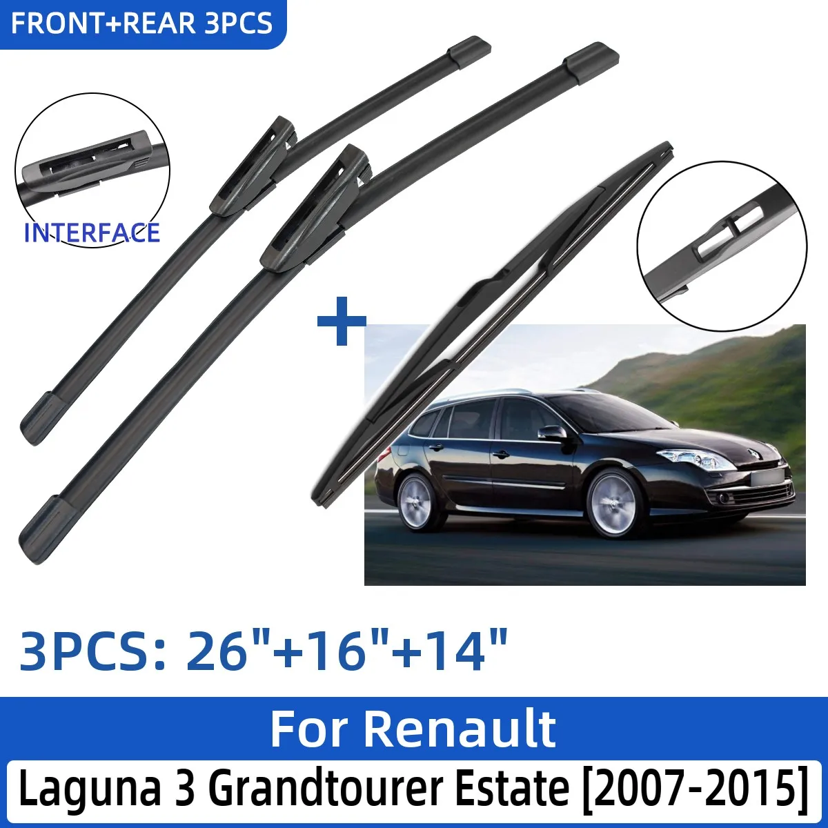 Kit Essuie-glace Arrière Complet Pour Renault Laguna 3 Estate (2007-2015) - Lame + Bras De Remplacement - 12