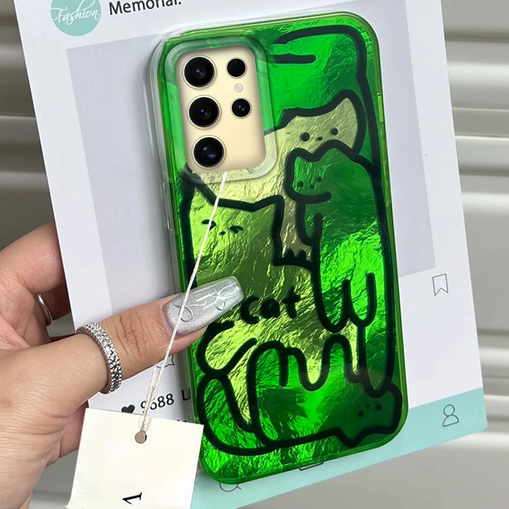 Cute Purple Line Cat Vortex Pattern Bumper Shockproof Phone Case