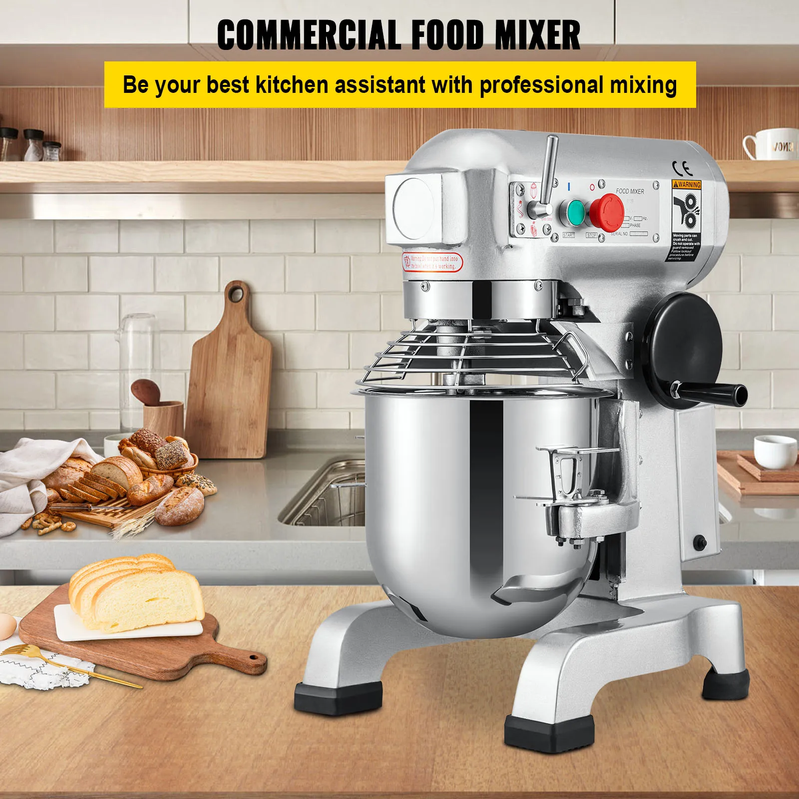 VEVOR Electric Dough Machine 10/15/20/30Qt Stainless Steel Commercial Cream Egg Whisk Mixer Processor Kitchen Food Stand Blender