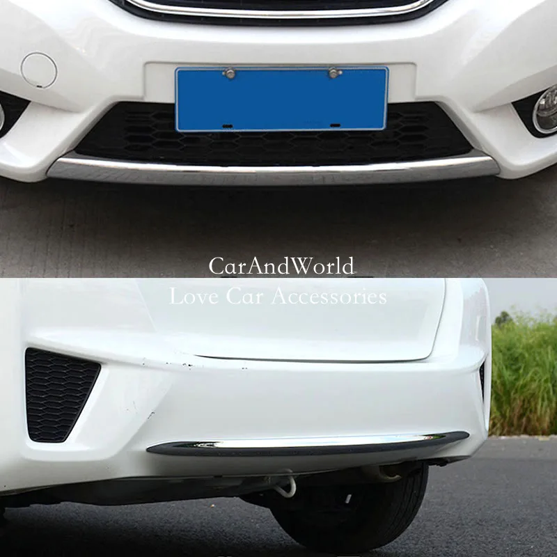 

ABS Chrome Front Rear Bumper Strips Lower Center Net Grille Protector Trims Cover Car Accessories For Honda Fit JAZZ 2014-2017