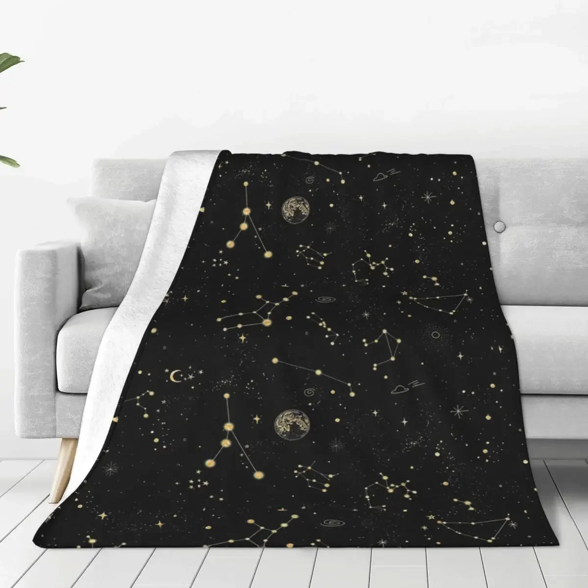 

Into The Galaxy Fleece Throw Blankets Occult Witch Magic Constellation Blanket for Bedding Office Super Soft Bedroom Quilt