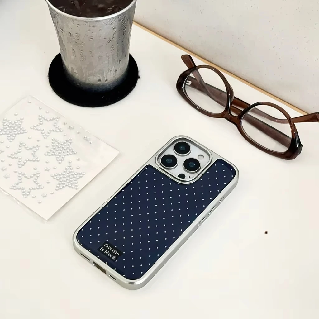 Full Screen Blue Wave Point Electroplated Resin Phone Case