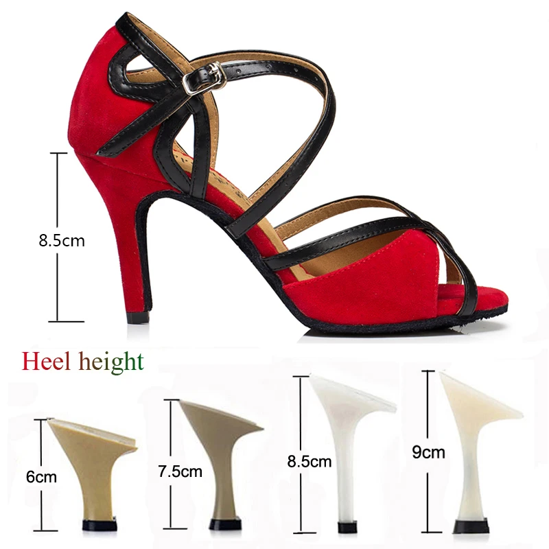 Latin Shoes Salsa Tango Ballroom Party Sports Women's Shoes Red Black Girls High Heel Summer Sandals Outdoor Women's Dance Shoes 4