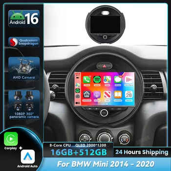 Reproductor Android 16 Carplay Auto para BMW MINI Cooper F54 F55 F56 F60 2015 - 2019 Autoradio Pantalla 2K Radio de coche Multimedia Estéreo 1