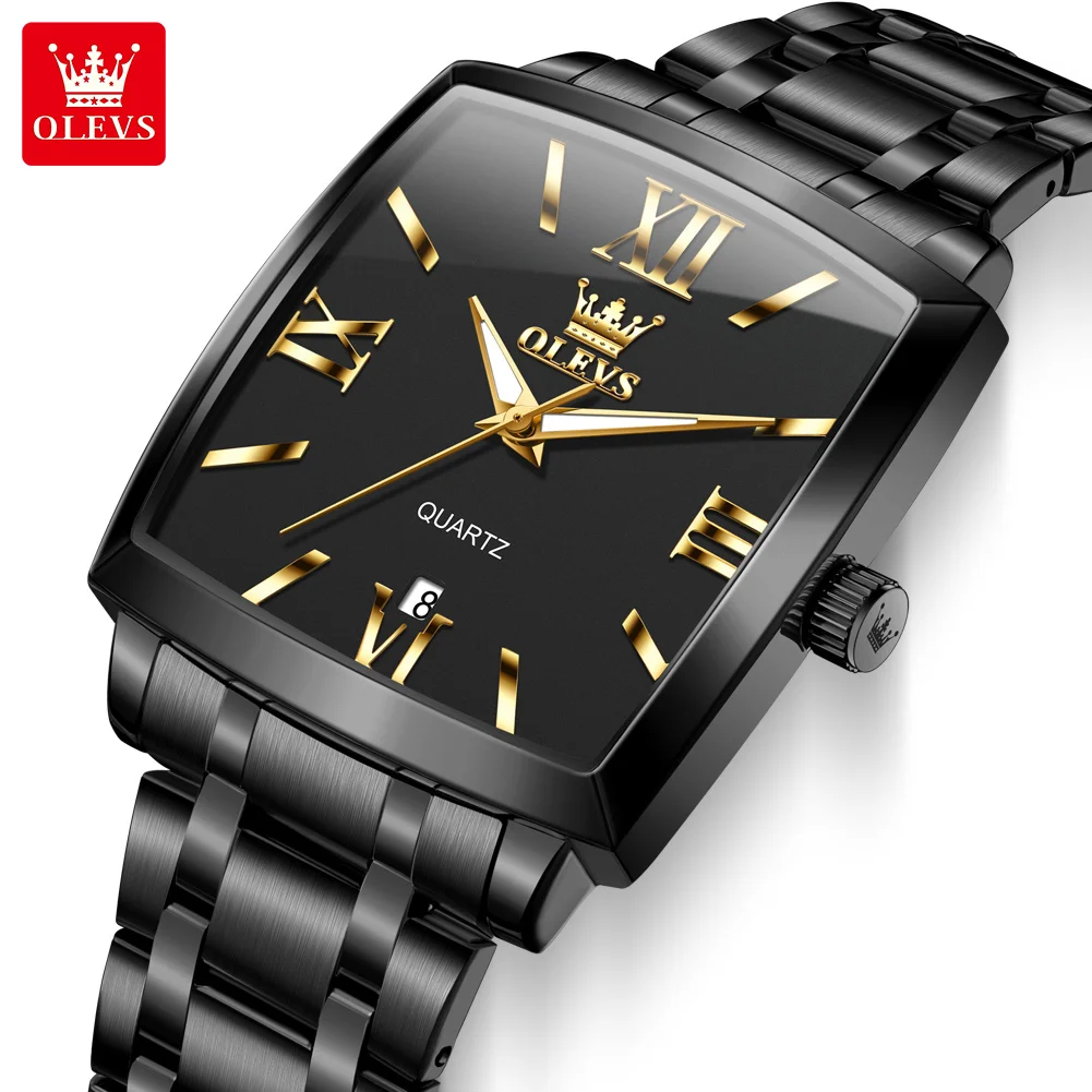 ساعة كوارتز مربعة للرجال ماركة OLEVS، تاريخ بسيط،...