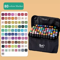 Vibrant Double Tip Brush Pens Set for Artists - Professional Painting & Highlighting Art Supplies (C-80 Colors)