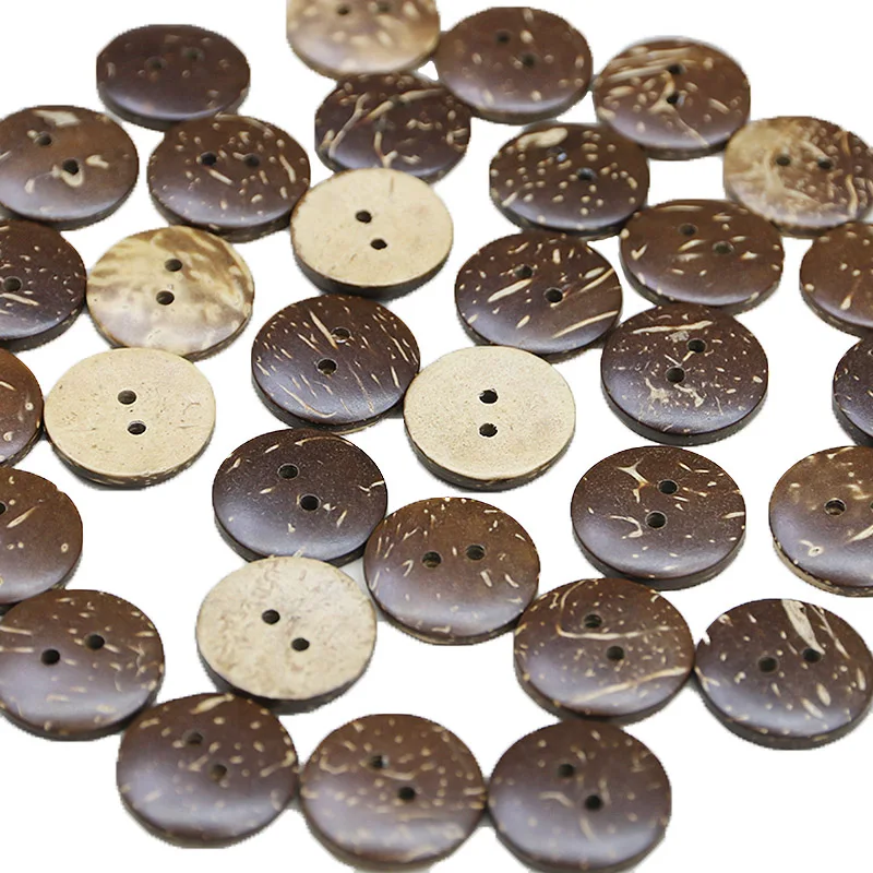 (50Pcs/pack)2cm 2-Hole Coconut Shell Pattern Circular Wooden Button Jeans Bags Use Buttons Garment Sewing Decorative DIY