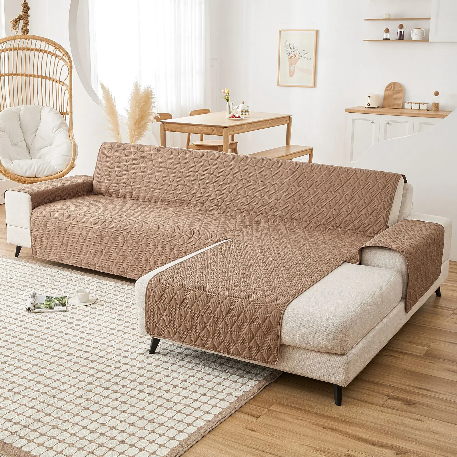 Waterproof L Shape Sofa Cover for Living Room One Piece Slipcover Right Left l Shape Corner Couch Covers Furniture Protector 5