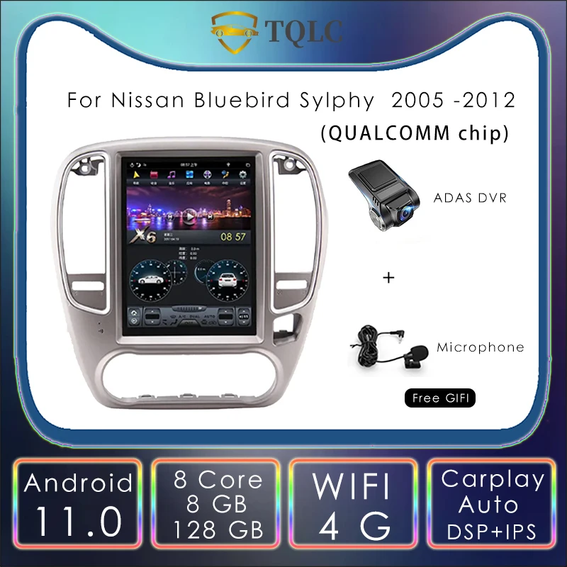 

Px6 Vertical Tesla Head Unit Style Car Stereo 10.4'' For Nissan Bluebird Sylphy 2005 -2012 Radio Carplay Multimedia Navigation