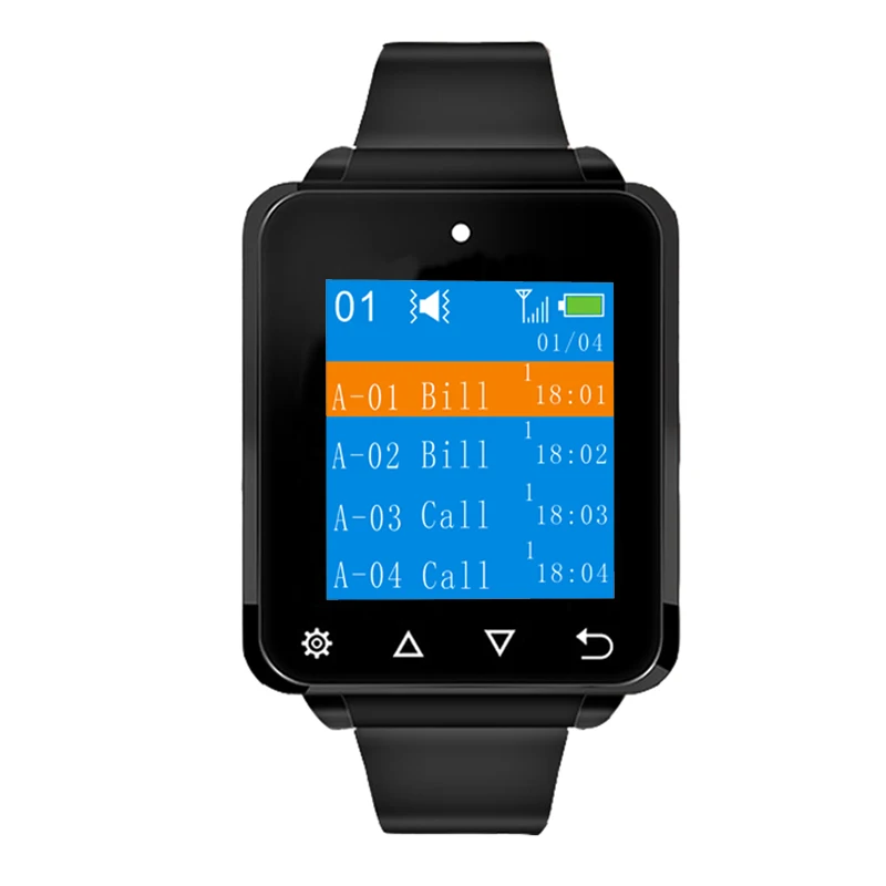 New Arrive Wireless Queue Calling System Waiter Waterproof Wrist Watch Pager for Restaurant