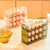 1pc Egg Holder Refrigerator 3 Layer Auto Flip Egg Storage Box For Refrigerator Side Door 30 Count Large Capacity Clear Egg Box 4