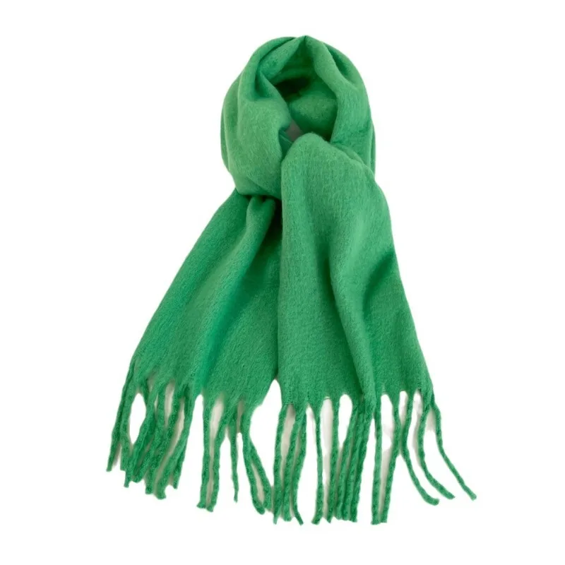 

New Fashion Autumn and Winter New Hair Scarf Women All Wear Senior Sense with B Green Bib Solid Color Cape