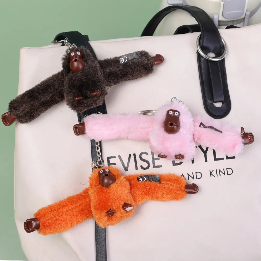 Plush Keychain Monkey Gorilla Backpack Pendant Long Arm Animal Bag Pendants Key Ring Decoration Birthday Gifts