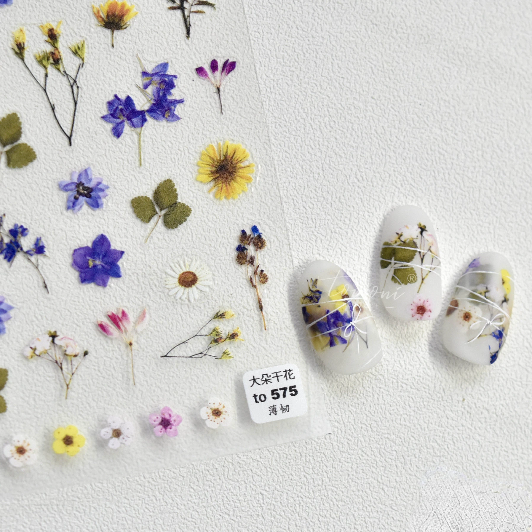 Dried Flowers Design 3D Self Adhesive Nail Art Decorations Stickers Chinese Style Bamboo Manicure Decals Wholesale Dropshipping