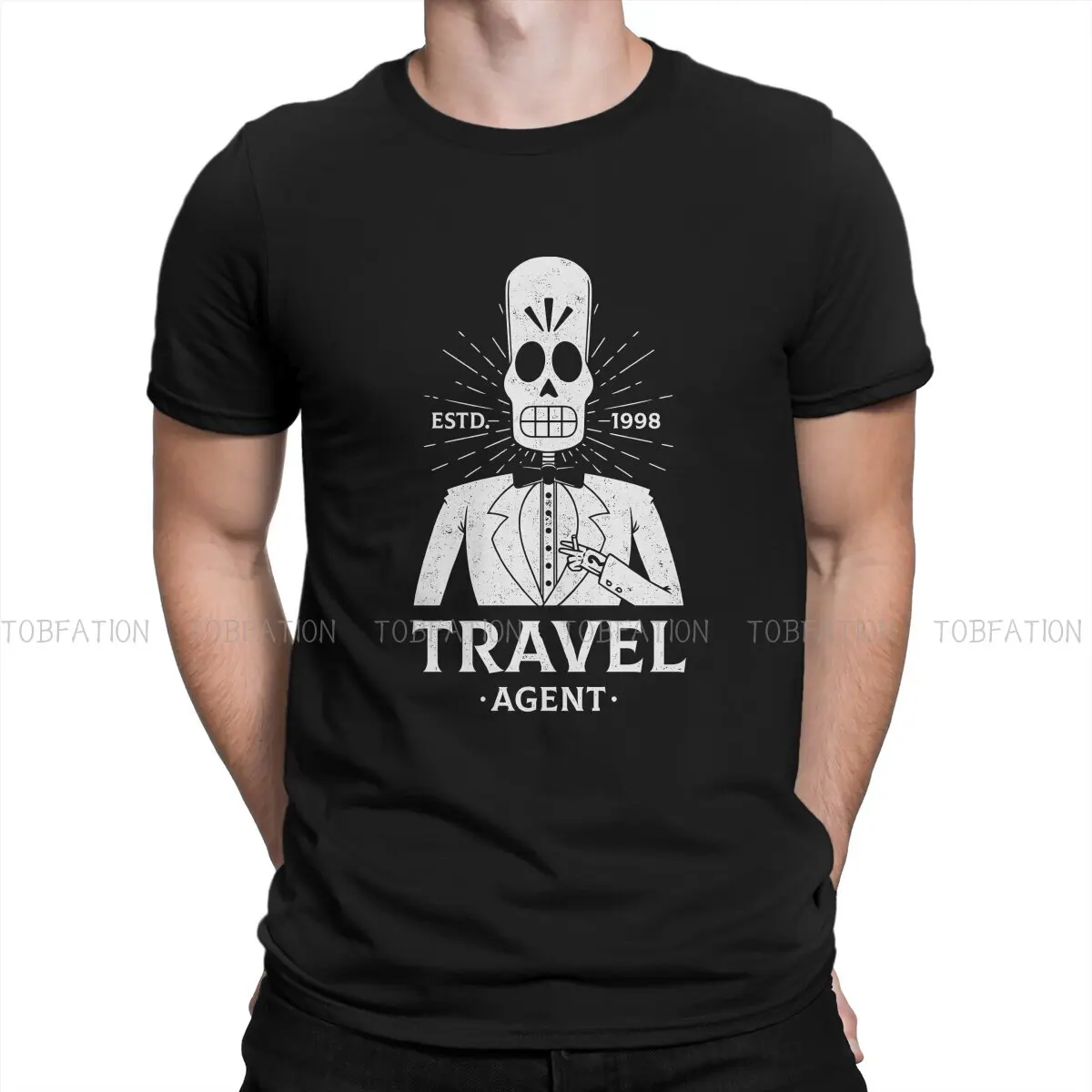

Grim Fandango Adventure Game Creative TShirt for Men Lucasarts Round Neck Pure Cotton T Shirt Hip Hop Gift Clothes OutdoorWear