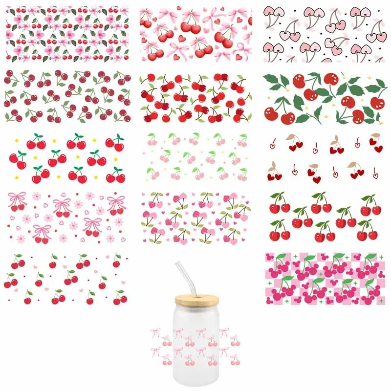Cherry Fruit Uv Dtf Transfer Stickers Waterproof Colorful Scratch Resistant Uv Dtf Decals For Cup Design sticker cups uv dtf wrap transfer