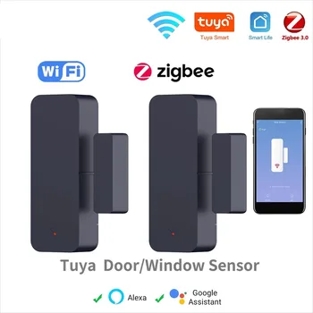 Zigbee Wifi Door Window Entry Sensor Security Burglar Magnetic Alarm Smart Life Compatible with Alexa Google Home Tuya 1