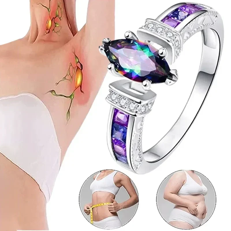Women Torina Crystal Quartz Ionix Ionix Therapy Quartz Crystal For Weight Loss Lymph Drainage Magnetic Therapy Rings 1