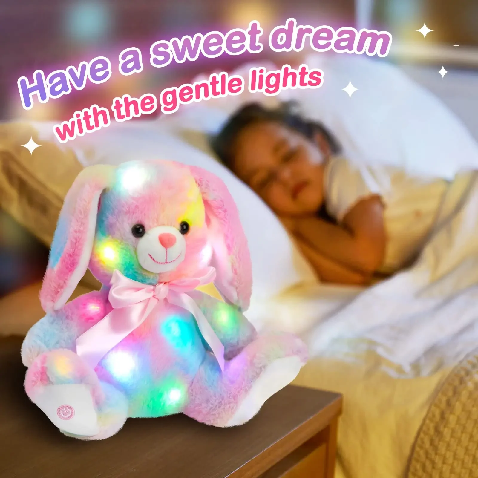 Plush Toy 27cm Musical LED Light Plush Toys Cute Kawaii Pillows Luminous Stuffed Animals Toy Doll Soft for Girls Children Decor Home