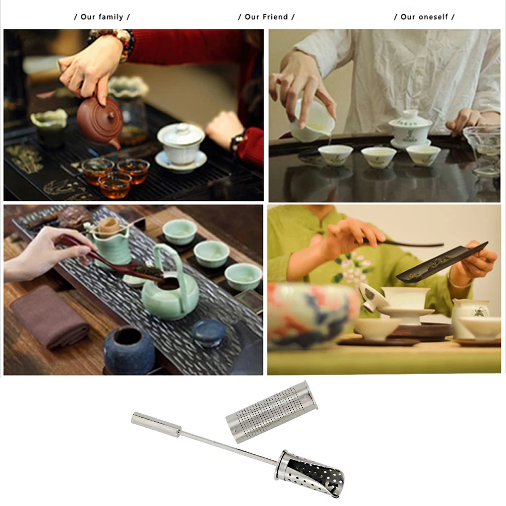 Tea Infuser Stainless Steel Pipe Steeper Loose Leaf Spice Mesh Strainer Integrated Filter Kitchen Gadgets Home