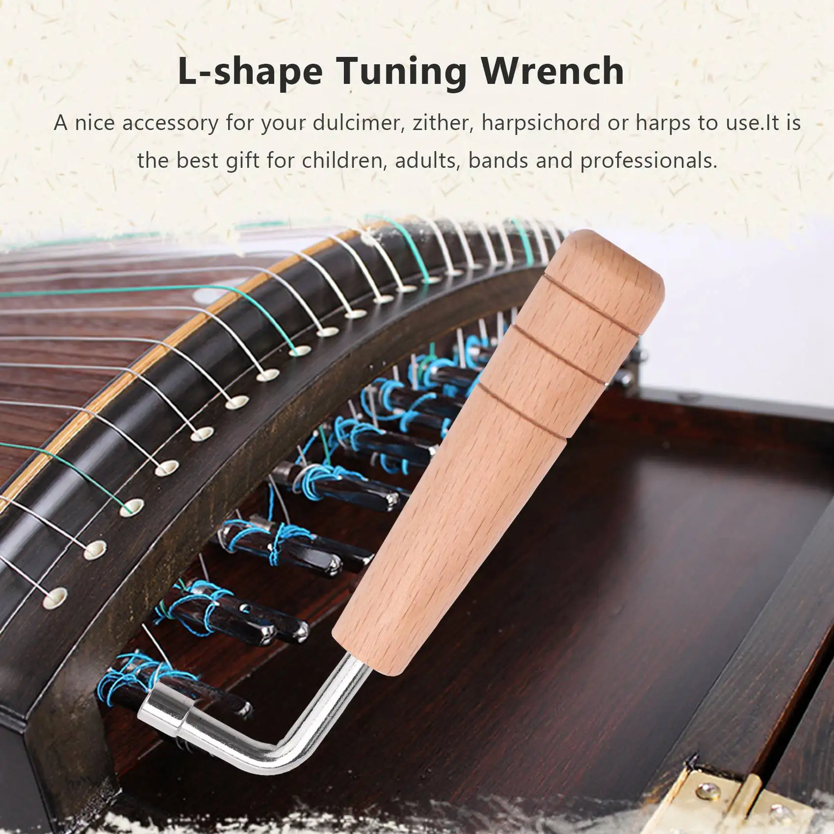 20 Pcs Tuning Pin Nails and 20Pcs Rivets with L-Shape Tuning Wrench for Lyre Harp Small Harp Musical Stringed Instrument lyre harp accessories