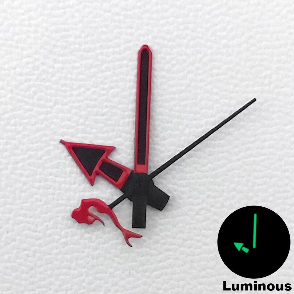 Mermaid/Harpoon Green Luminous Watch Hands Set in Multicolor Finish