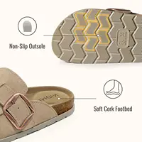 Mules en daim véritable Evshine pour femme, nouvelles pantoufles à enfiler avec semelle en liège, pantoufles unisexe en mousse à mémoire de forme avec soutien de la voûte plantaire 5