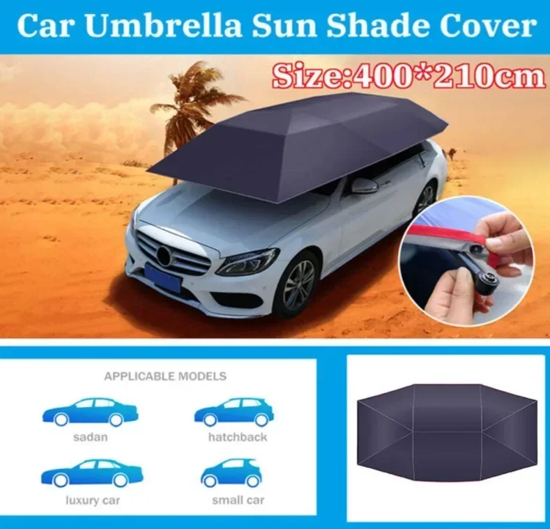 Outdoor Blue Car Vehicle Tent Umbrella Sun Shade Cover