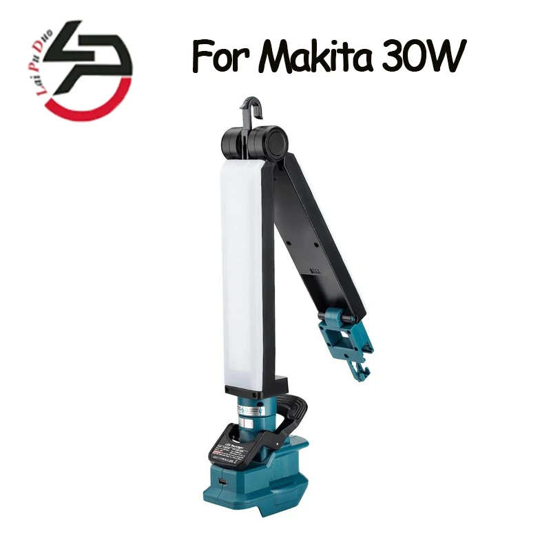 2400LM LED Work Light Clip on Light Compatible for Makita 30W Compatible with Li-ion Battery Foldable Light Power Tool