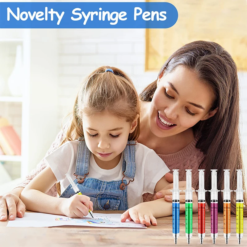 Syringe Pens Syringe Shape Ballpoint Pens Multi-Color Novelty for Nurses School Office Supplies 24pcs ballpoint pen