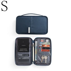 Family Travel Passport Holder - Multi-Functional Wallet & Document Organizer (S Navy blue)