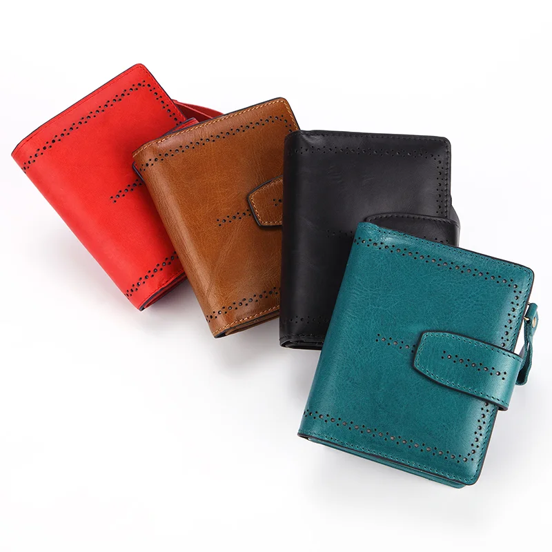 Women's RFID Blocking Leather Small Compact Bi-fold Zipper Pocket Wallet Card Case Purse with id Window 4