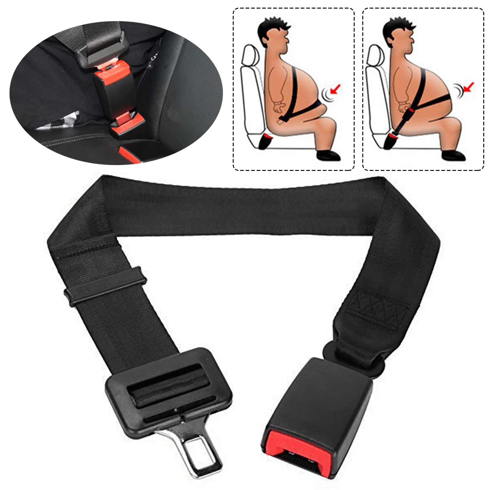 Adjustable Car Seat Belt Buckles Extender Extension 25-80CM Inch Convenient Car Belt Extension Extender Strap Seat Belt Extender Seat Belt Extender Kit Car Seat Belt Accessory