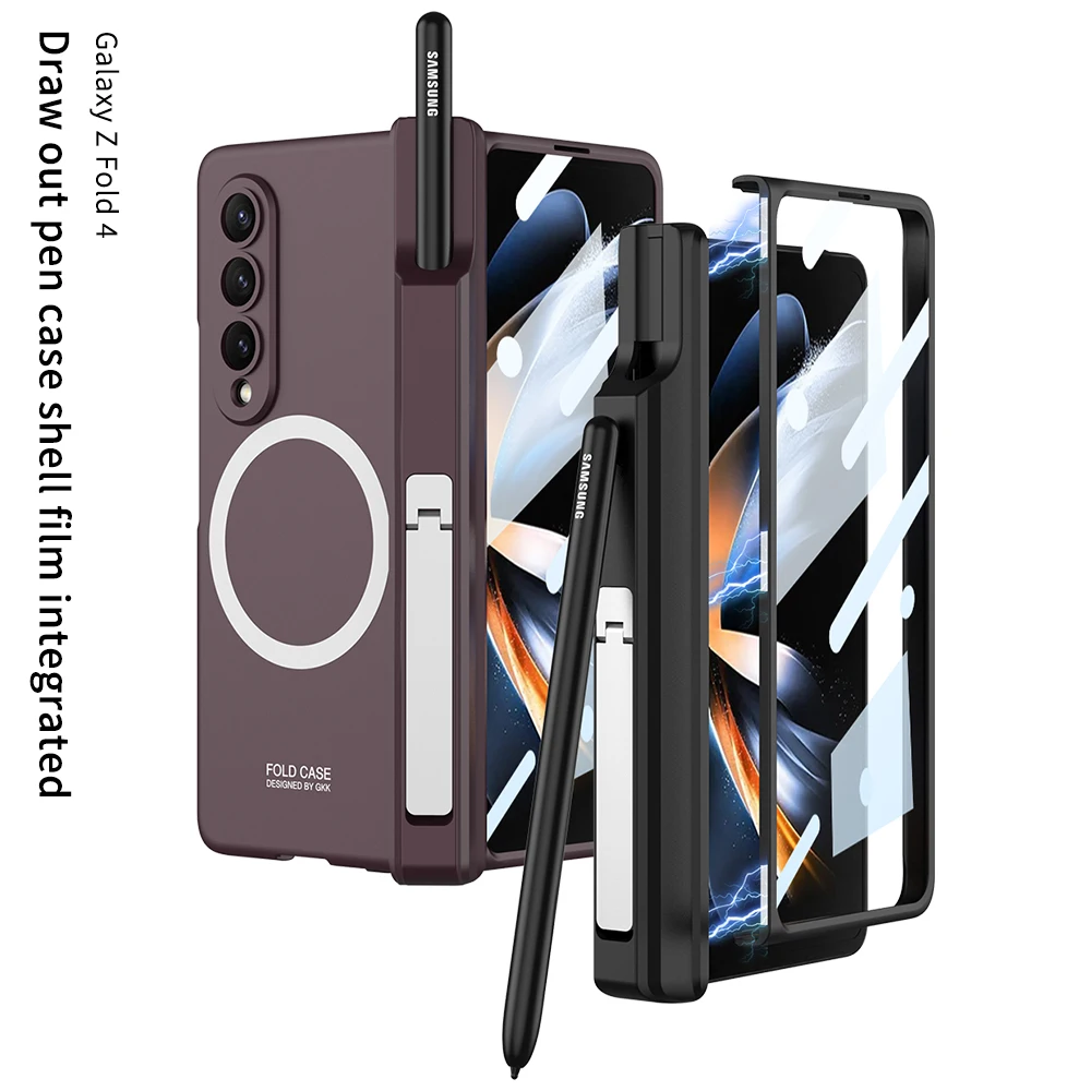 

Magnetic Hinge Cover For Samsung Galaxy Z Fold 4 5G Fold4 Wireless Case With Camera Protection Shockproof Fundas With Pen Solt