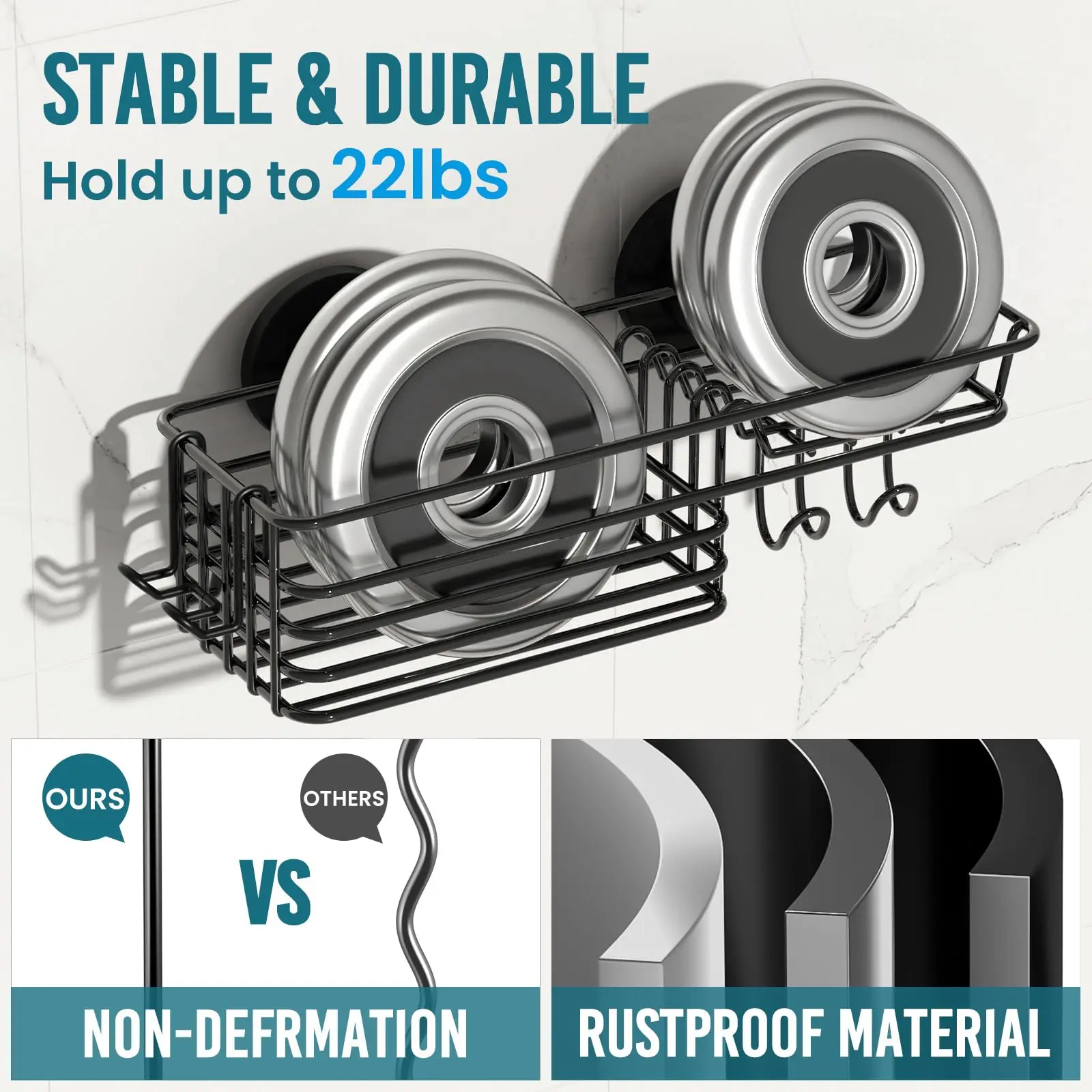 Lot De 2 étagères De Douche Adhésives En Acier Inoxydable Avec Crochets Et Support Pour Dentifrice Accessoires De Douche