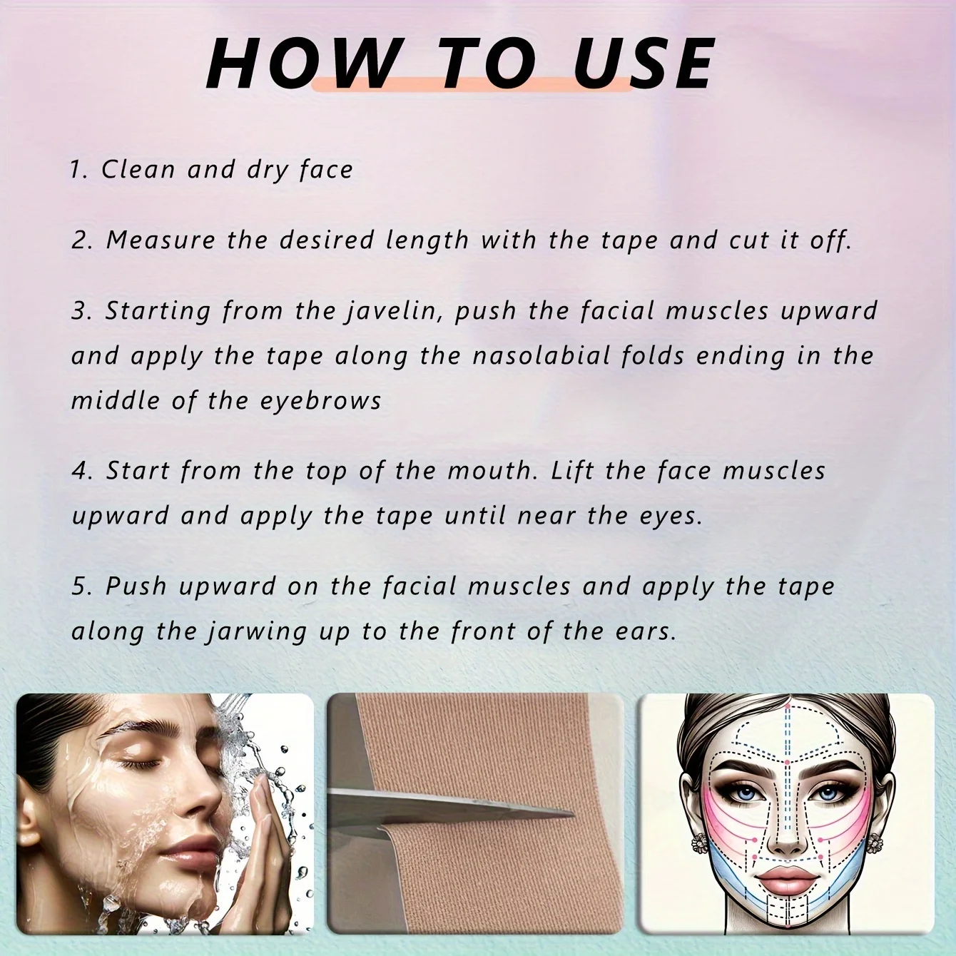 V Line Lifting Tape:High Elasticity,Breathable, Suitable for Eye,  Nasolabial Folds-Facial Correction Stickers -0.98*196.85 inch 4