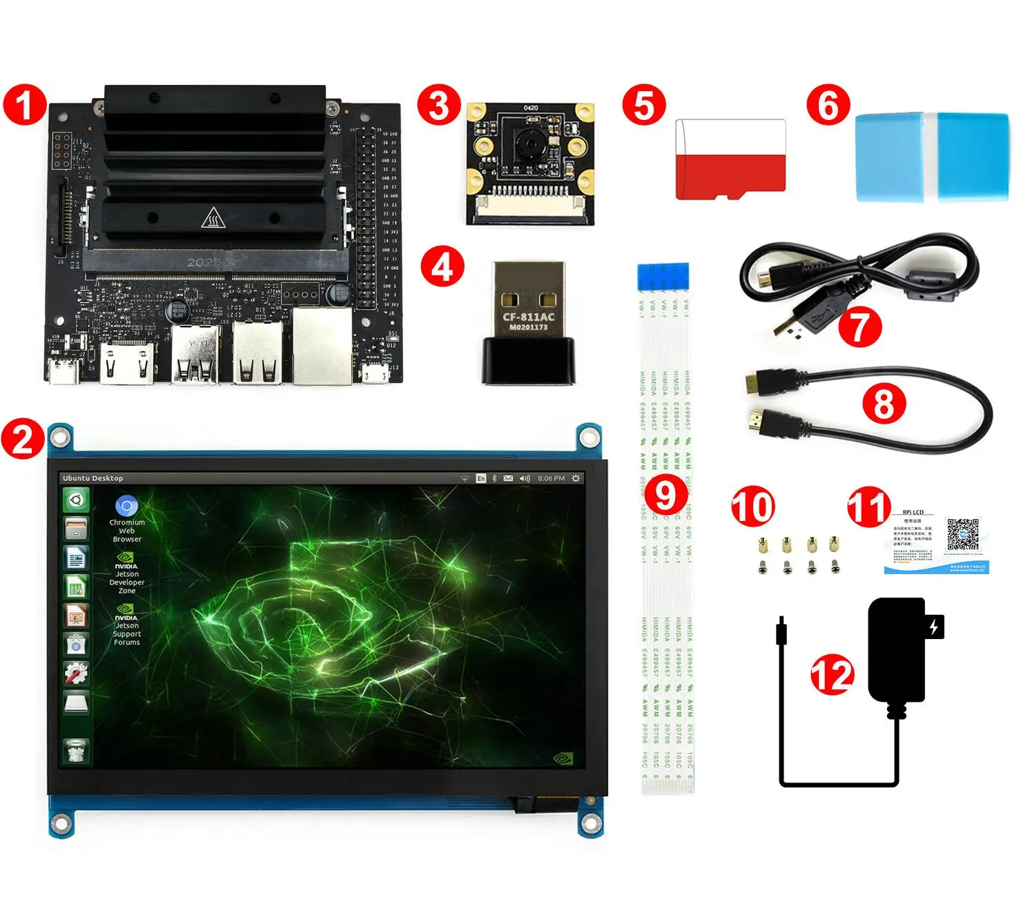 Комплект для разработки NVIDIA Jetson Nano 2 Гб (Type C), комплект для отображения, подходит для обучения робототехники