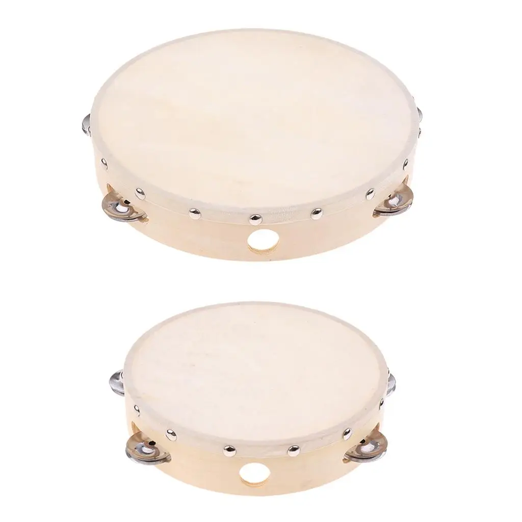 Lambskin Kids Tambourine Mini Hand Drumbell Percussion Accessory for Children Music Party