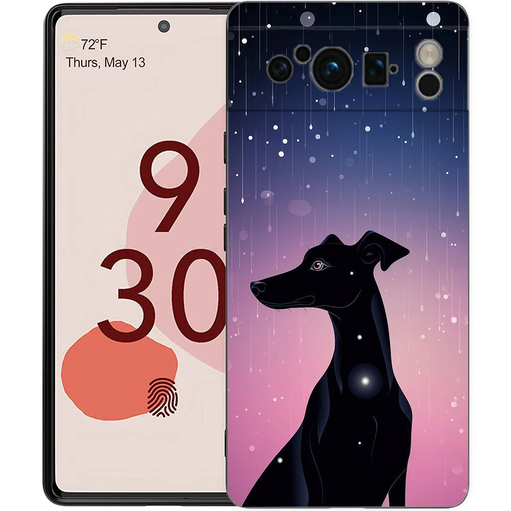 Elegant Greyhound Dog Design Black Soft TPU Phone Case
