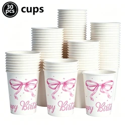 Pink Bow Birthday Party Tableware Set - Plates, Cups, and Napkins (Yellow)