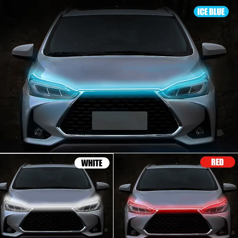 

1Pc Universal Car Hood Daytime Running Light Strip Waterproof Flexible 12V LED Auto Decorative Ambient Backlight Atmosphere Lamp