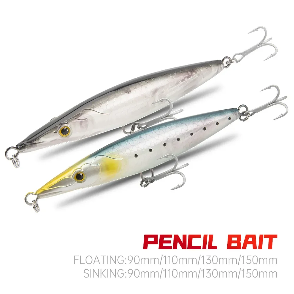 Floating Sinking Pencil Bait 90mm/110mm/130mm/150mm Topwater Wobblers Hard  Lure Walking-dog Action Long Casting For Pike Bass