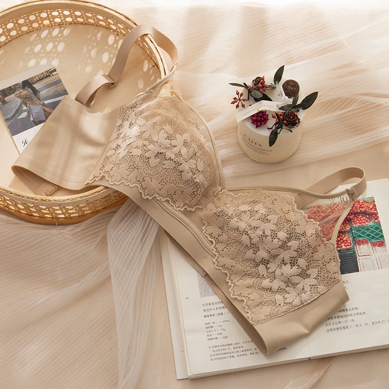 French Style Sexy Bra Fashion Push Up Underwear Sexy Lace Brassiere Women's Non Steel Ring Small Chest Underwear Sexy Lingerie