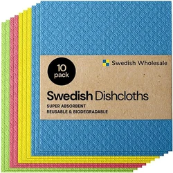 Ultra - Absorbent Reusable Kitchen Dishcloths - Washable Non - Scratch Sponge Towels (10/20/30 Pack) - 10pcs (Multicolour)