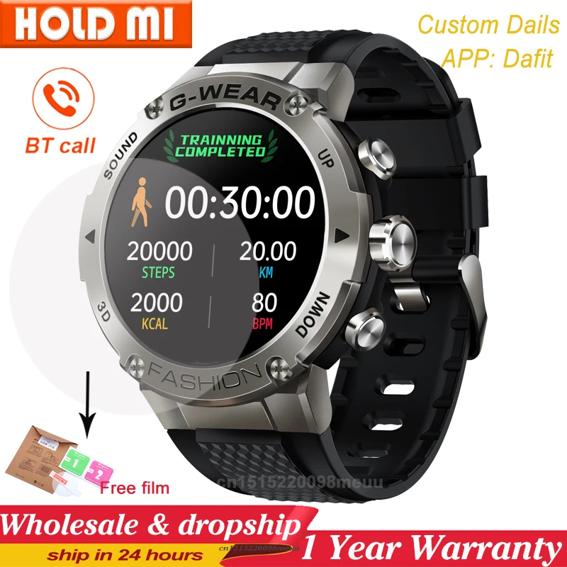 Sports Smart Watch Men BT Phone Call Customize Watch Faces Music Fitness Tracker Super Long Standby Smartwatch Android IOS K28H 