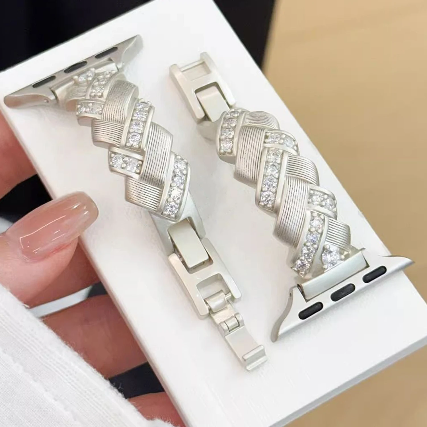Elegant Diamond-Accented Metal Bracelet